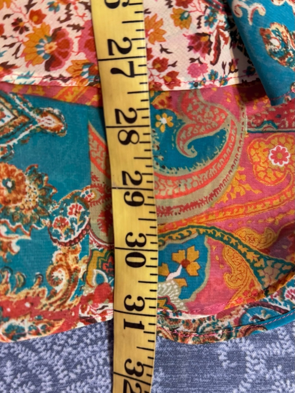 Chaps Teal and Mustard Paisley Print Godet style Skirt size Large - Picture 8 of 9